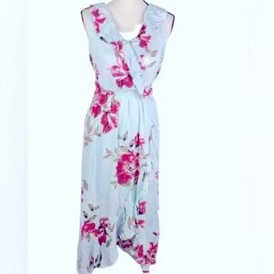 FINAL PRICE 💚EUC American Rag Hi-Low Light Blue Ruffle Floral Sundress s…